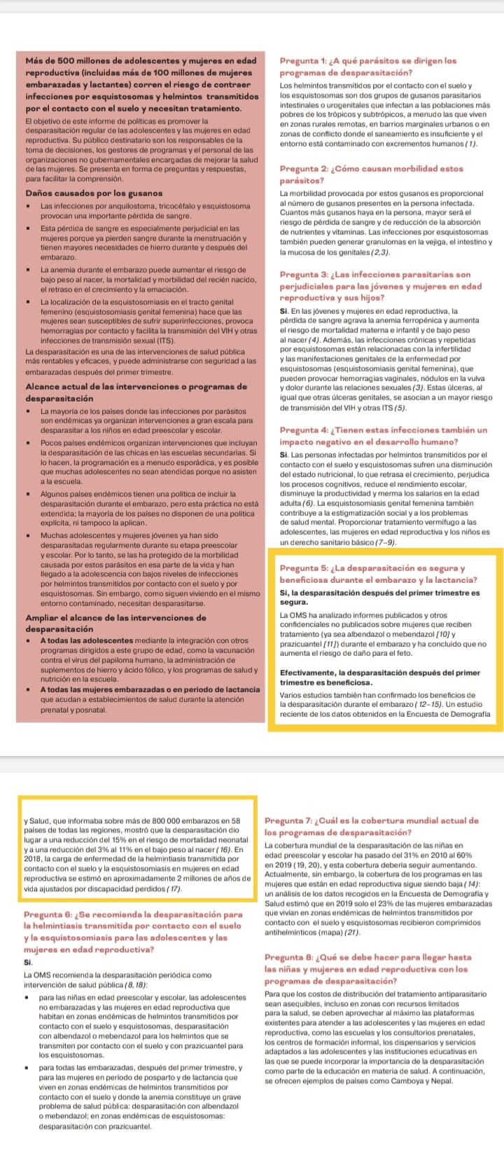 Desparasitación durante el embarazo OMS 3